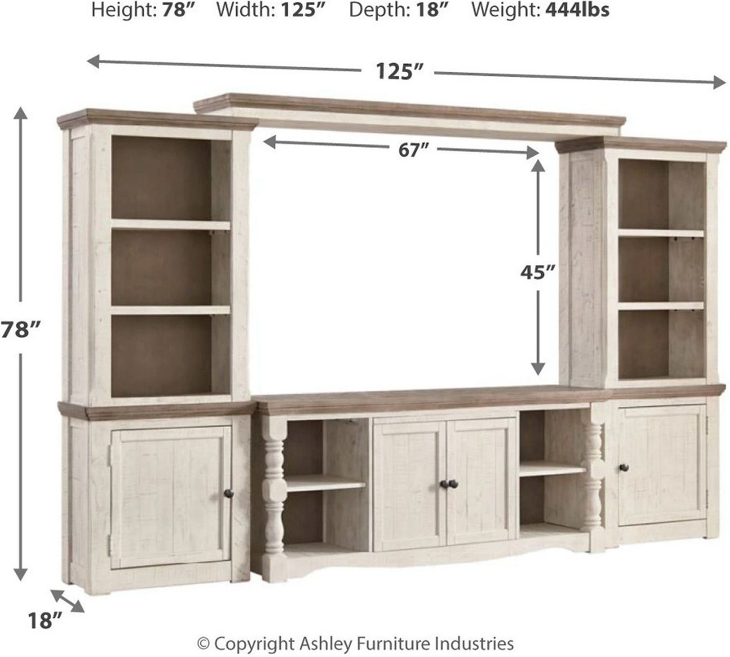 Havalance Weathered Gray And Vintage White 4 Piece Entertainment Center W814W1