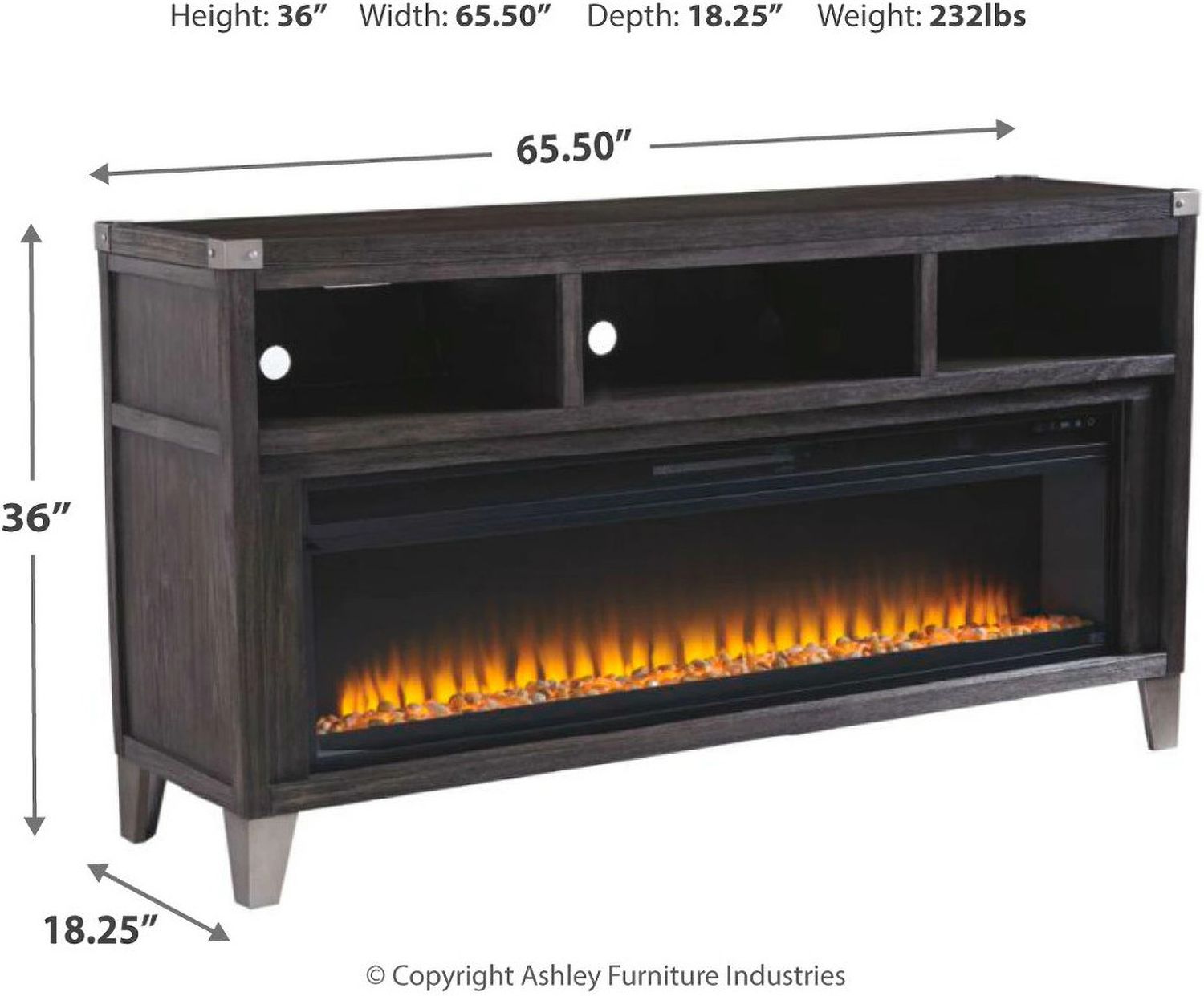 Todoe Gray LG TV Stand With Wide Fireplace Insert W901W1