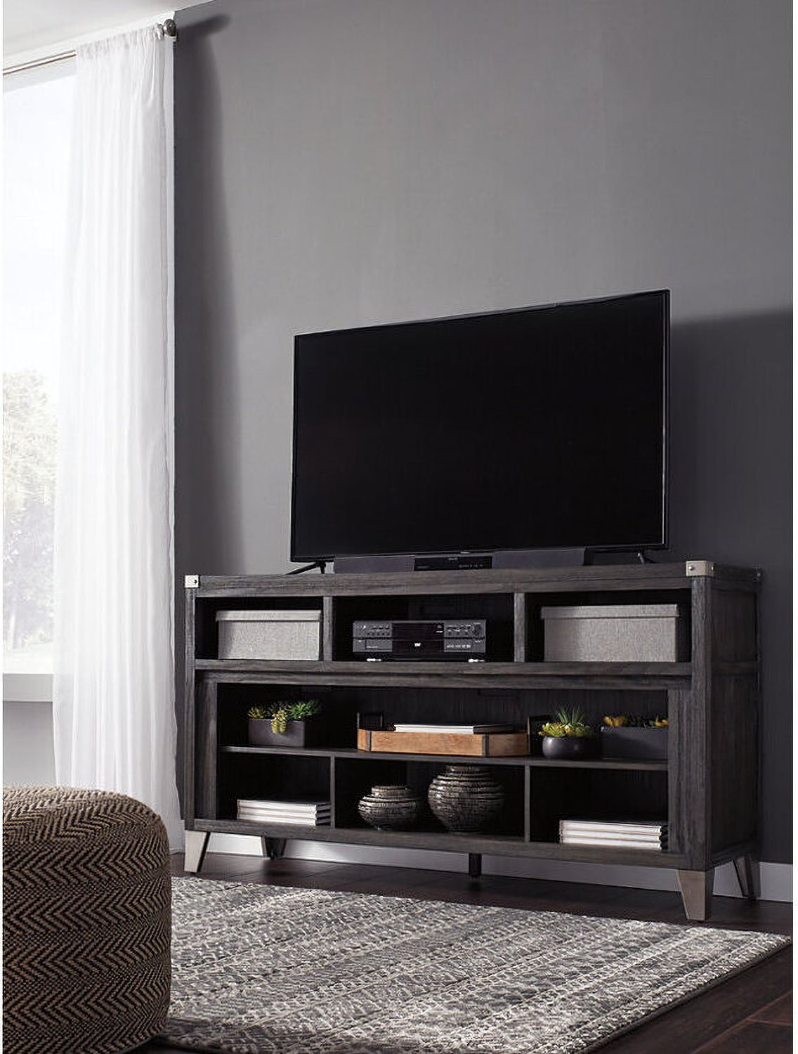 Todoe Gray LG TV Stand With Wide Fireplace Insert W901W1