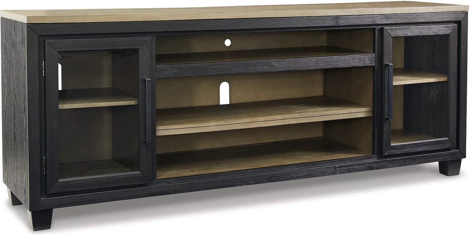 Foyland Black And Brown Xl Tv Stand With Fireplace Option W98968