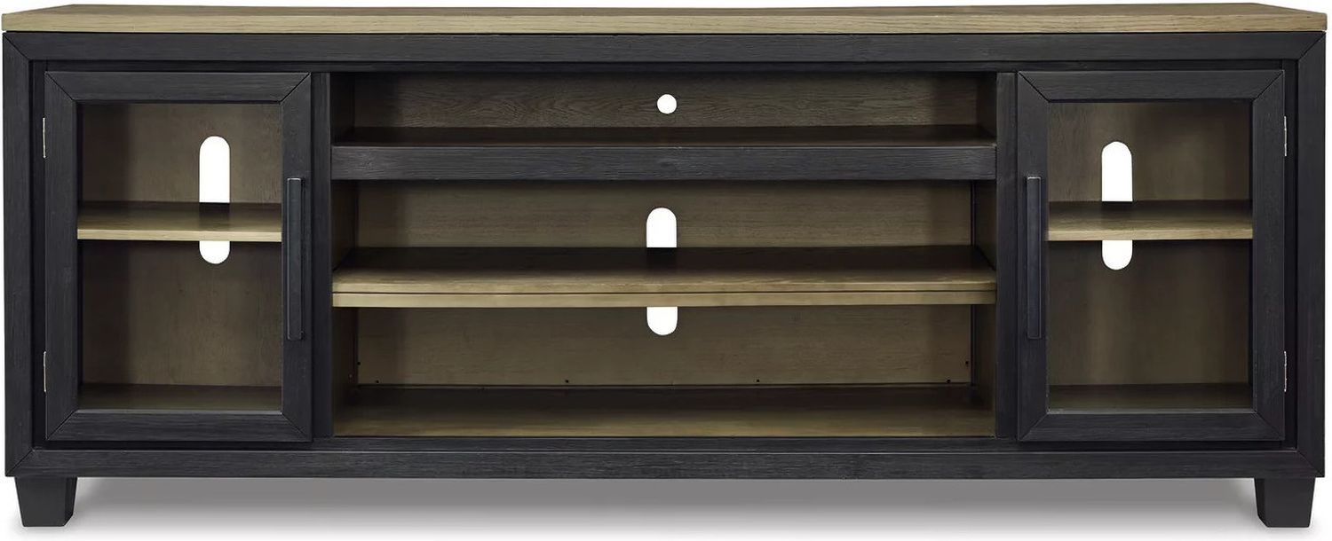 Foyland Black And Brown Xl Tv Stand With Fireplace Option W98968
