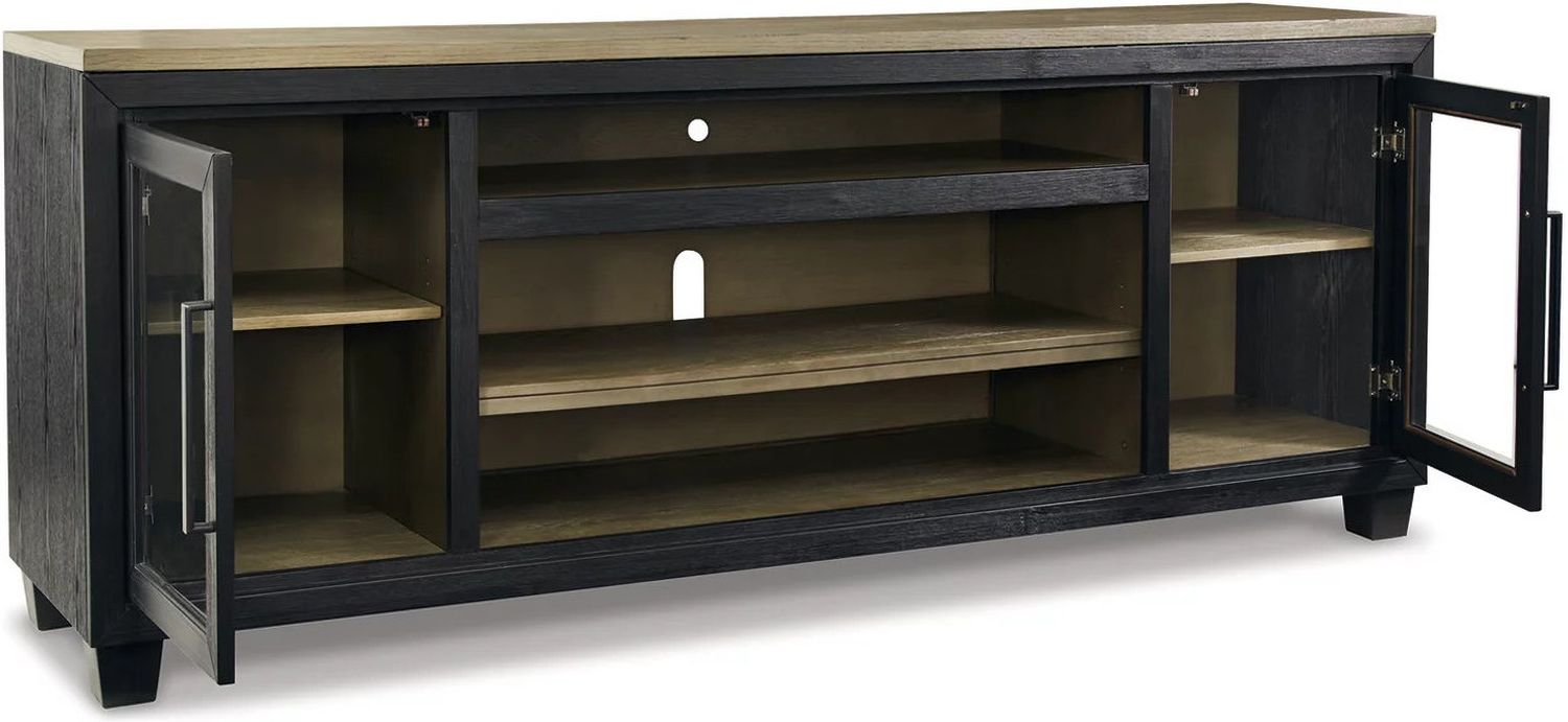 Foyland Black And Brown Xl Tv Stand With Fireplace Option W98968