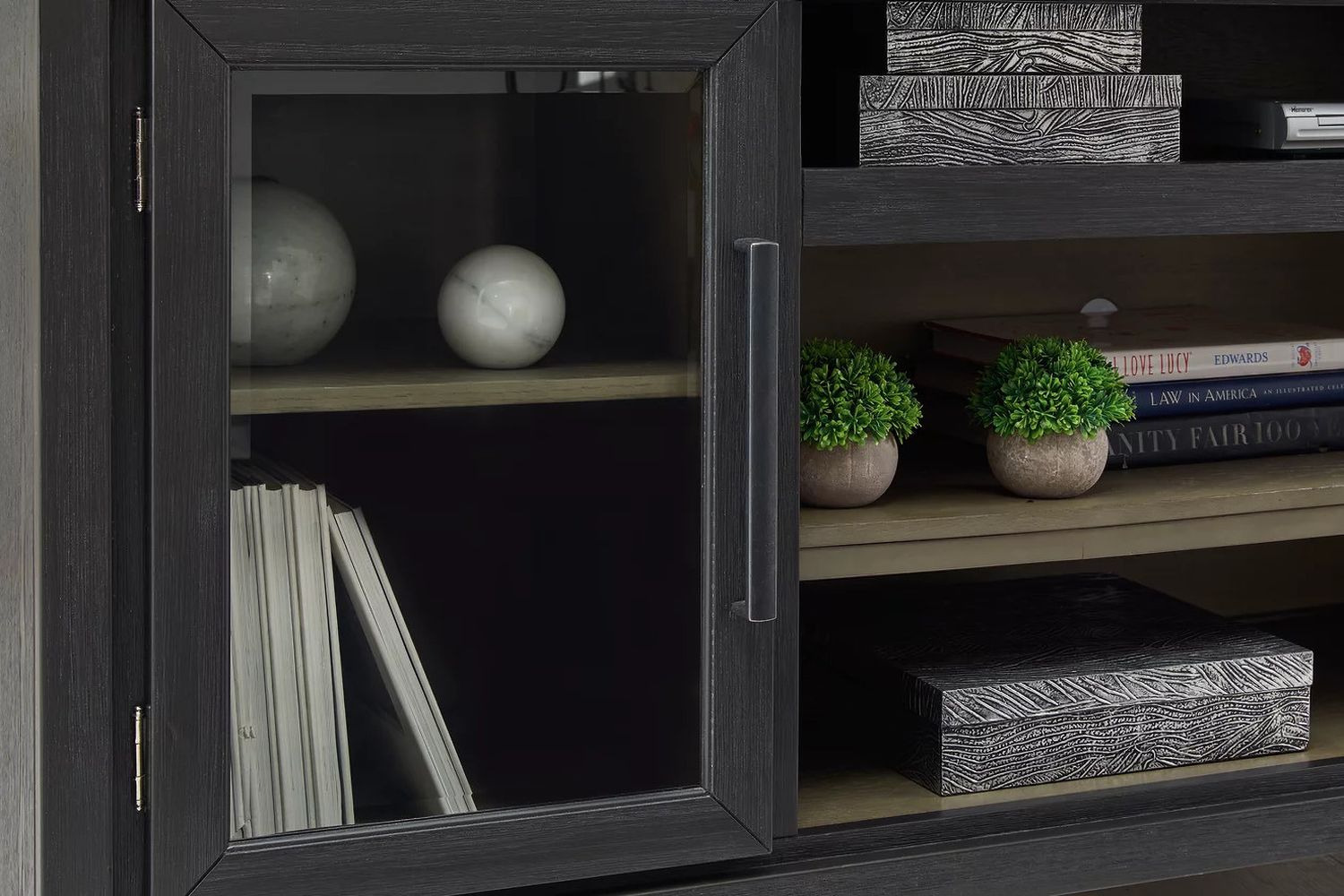 Foyland Black And Brown Xl Tv Stand With Fireplace Option W98968