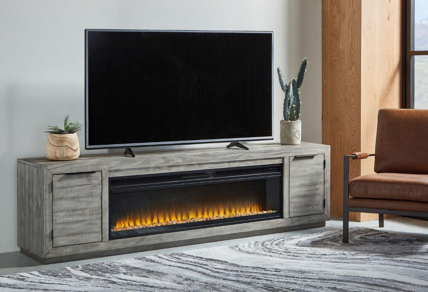 Naydell Gray 92 Inch TV Stand W99678