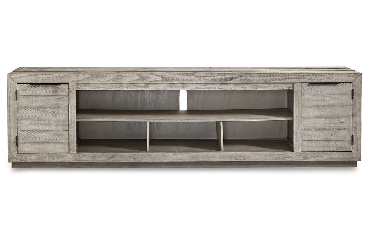 Naydell Gray 92 Inch Tv Stand With Wide Fireplace Insert W996W1
