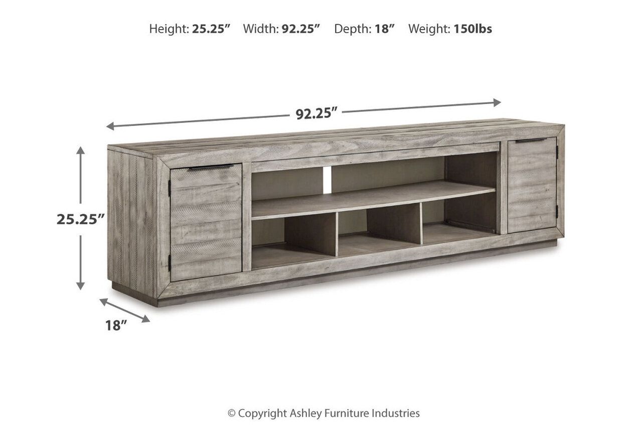 Naydell Gray 92 Inch Tv Stand With Wide Fireplace Insert W996W1