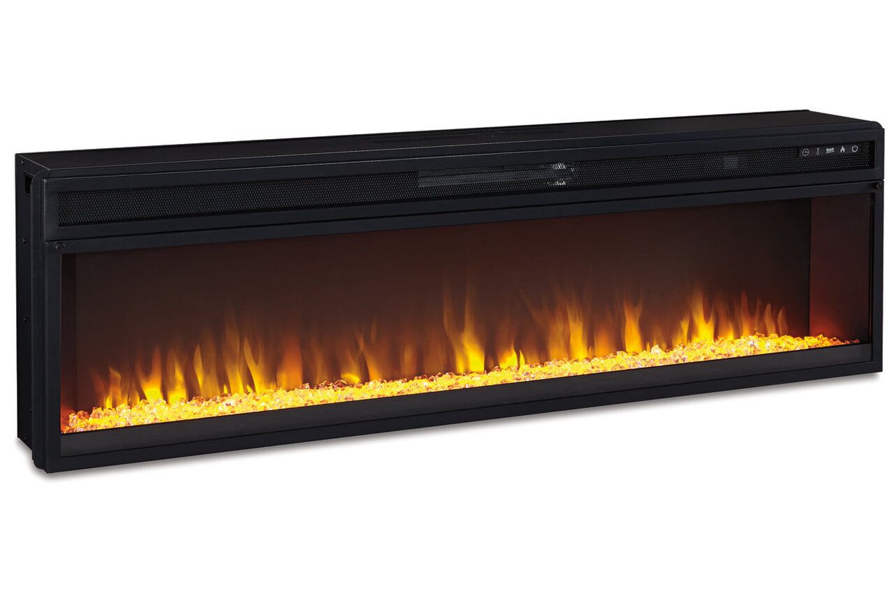 Naydell Gray 92 Inch Tv Stand With Wide Fireplace Insert W996W1