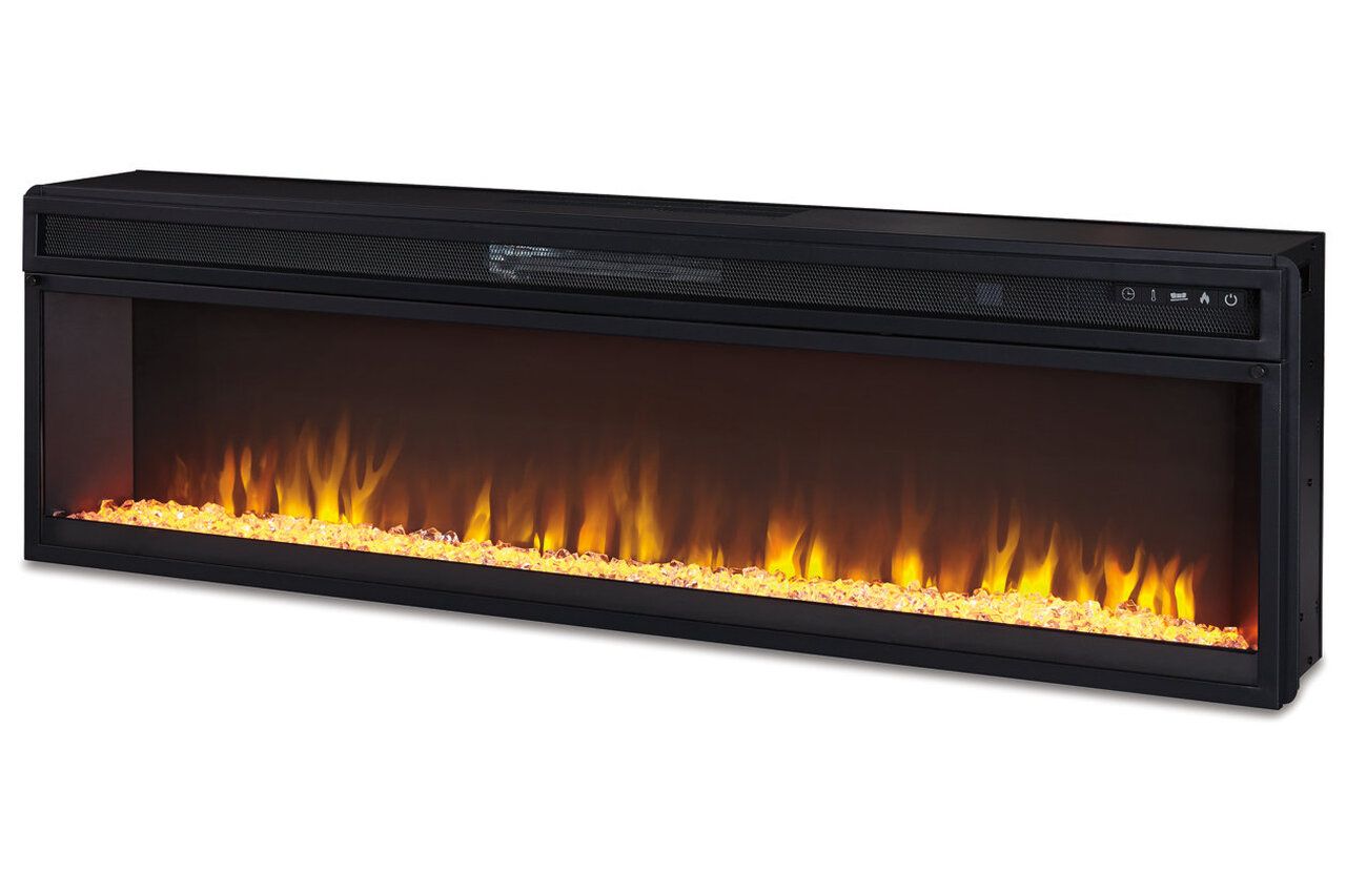 Naydell Gray 92 Inch Tv Stand With Wide Fireplace Insert W996W1