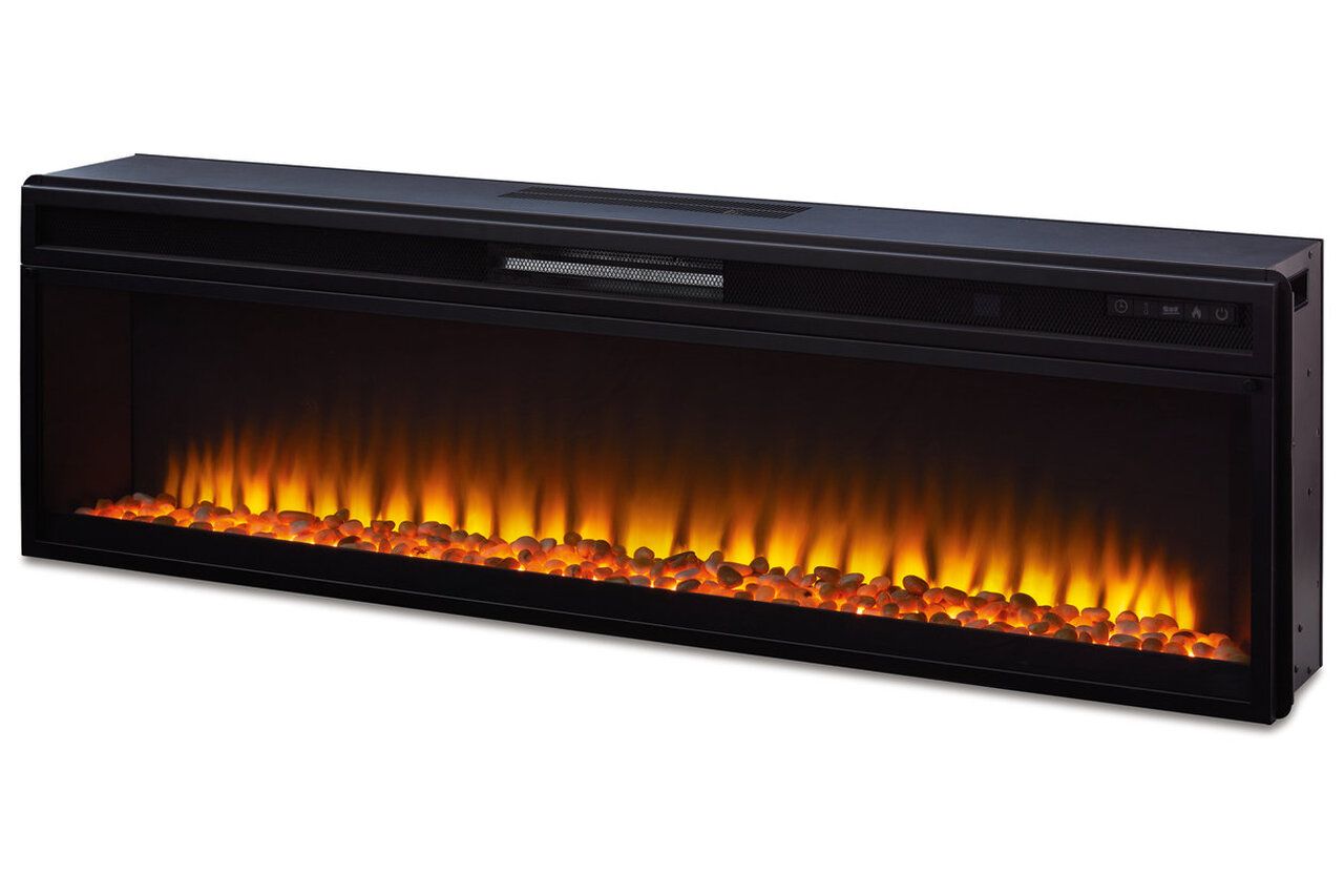 Naydell Gray 92 Inch Tv Stand With Wide Fireplace Insert W996W1