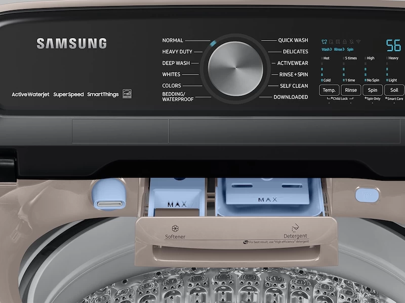5.2 cu. ft. Large Capacity Smart Top Load Washer with Super Speed Wash in Champagne WA52A5500ACUS