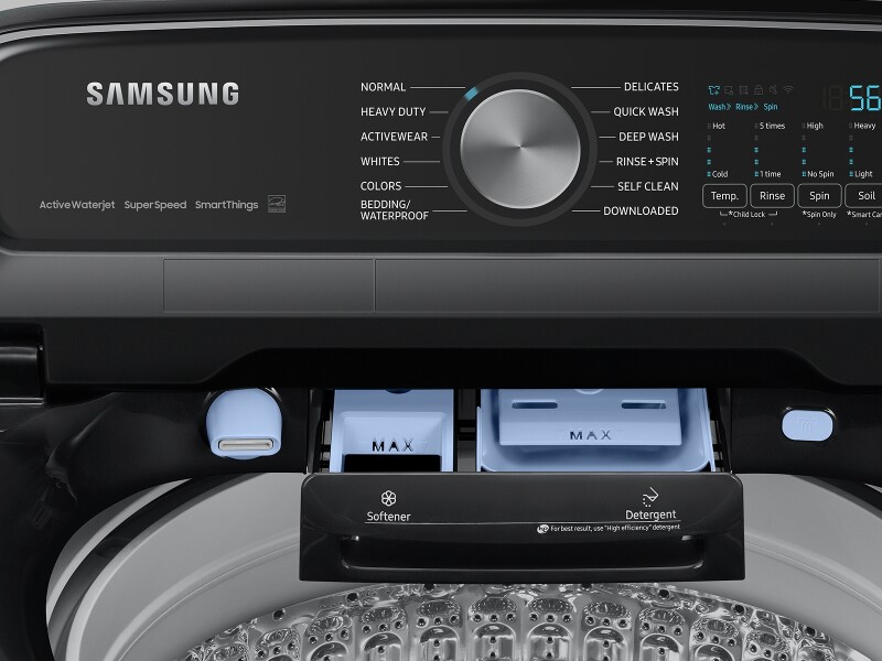 5.5 cu. ft. Extra-Large Capacity Smart Top Load Washer with Super Speed Wash in Brushed Black WA55CG7100AVUS