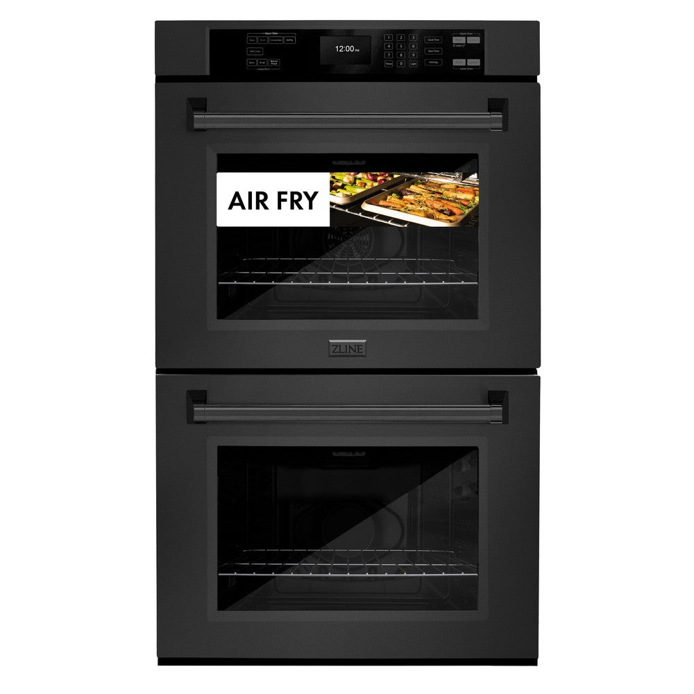 30 In. Professional True Convection Double Wall Oven With Air Fry And Self Clean In Black Stainless Steel WADB30