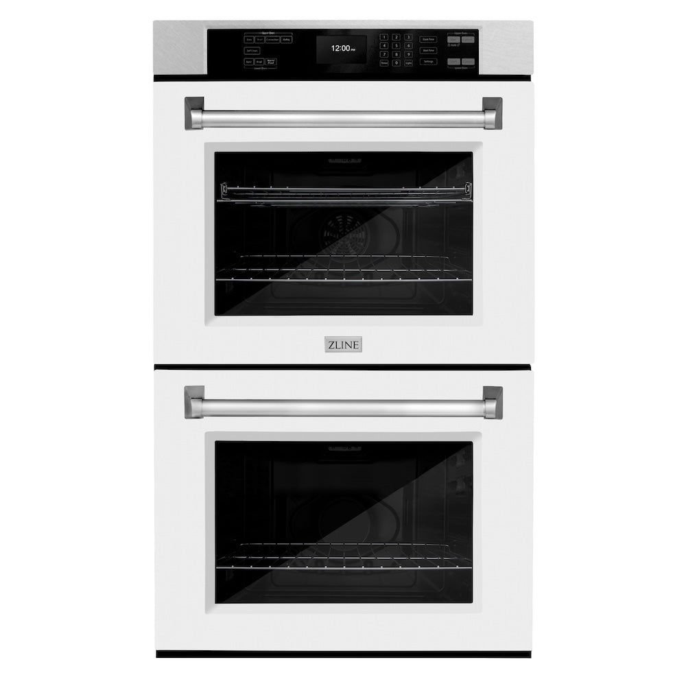 30 In. Professional True Convection Double Wall Oven With Air Fry And Self Clean In Satin Stainless Steel With White Matte Doors WADSWM30