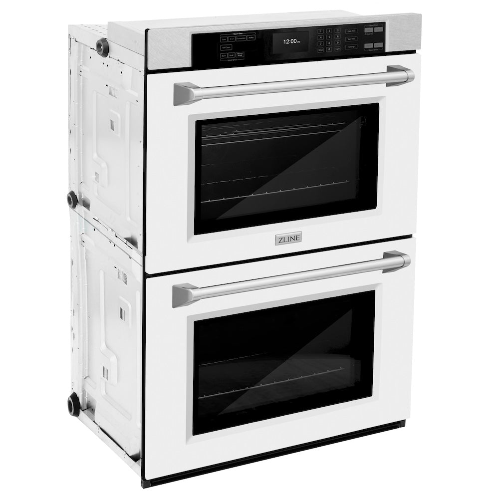 30 In. Professional True Convection Double Wall Oven With Air Fry And Self Clean In Satin Stainless Steel With White Matte Doors WADSWM30