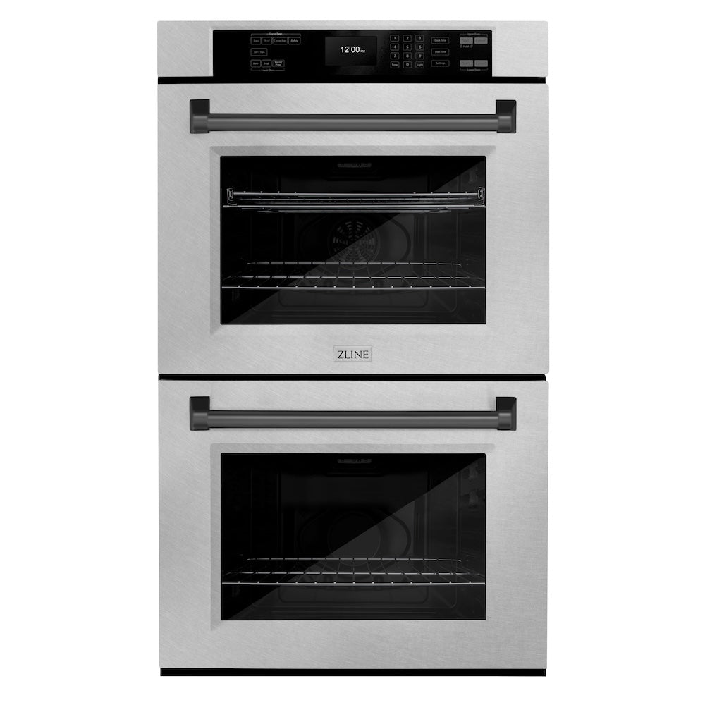 Autograph Edition 30 In. Professional True Convection Double Wall Oven With Air Fry And Self Clean In Satin Stainless Steel With Matte Black Handles WADSZ30MB