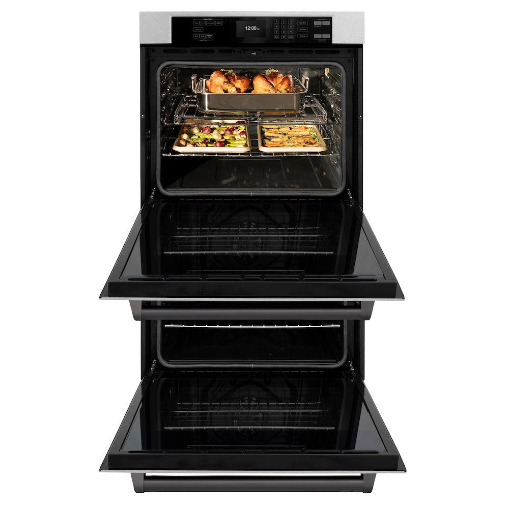 Autograph Edition 30 In. Professional True Convection Double Wall Oven With Air Fry And Self Clean In Satin Stainless Steel With Matte Black Handles WADSZ30MB