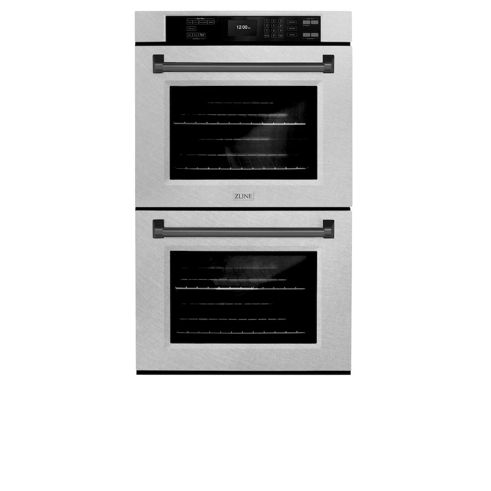 Autograph Edition 30 In. Professional True Convection Double Wall Oven With Air Fry And Self Clean In Satin Stainless Steel With Matte Black Handles WADSZ30MB