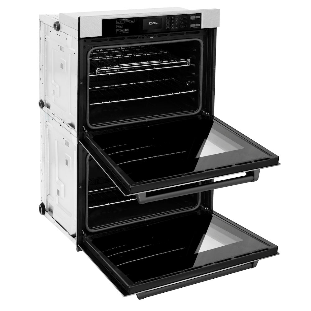Autograph Edition 30 In. Professional True Convection Double Wall Oven With Air Fry And Self Clean In Satin Stainless Steel With Matte Black Handles WADSZ30MB