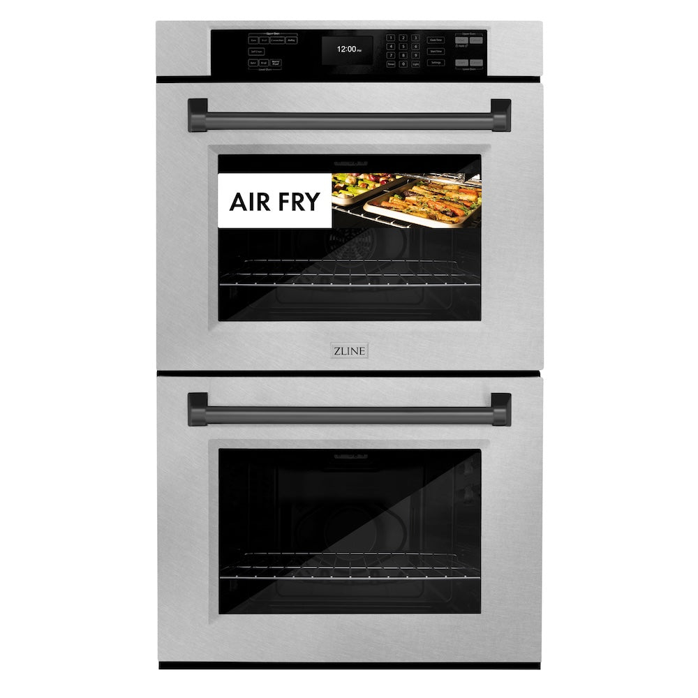 Autograph Edition 30 In. Professional True Convection Double Wall Oven With Air Fry And Self Clean In Satin Stainless Steel With Matte Black Handles WADSZ30MB