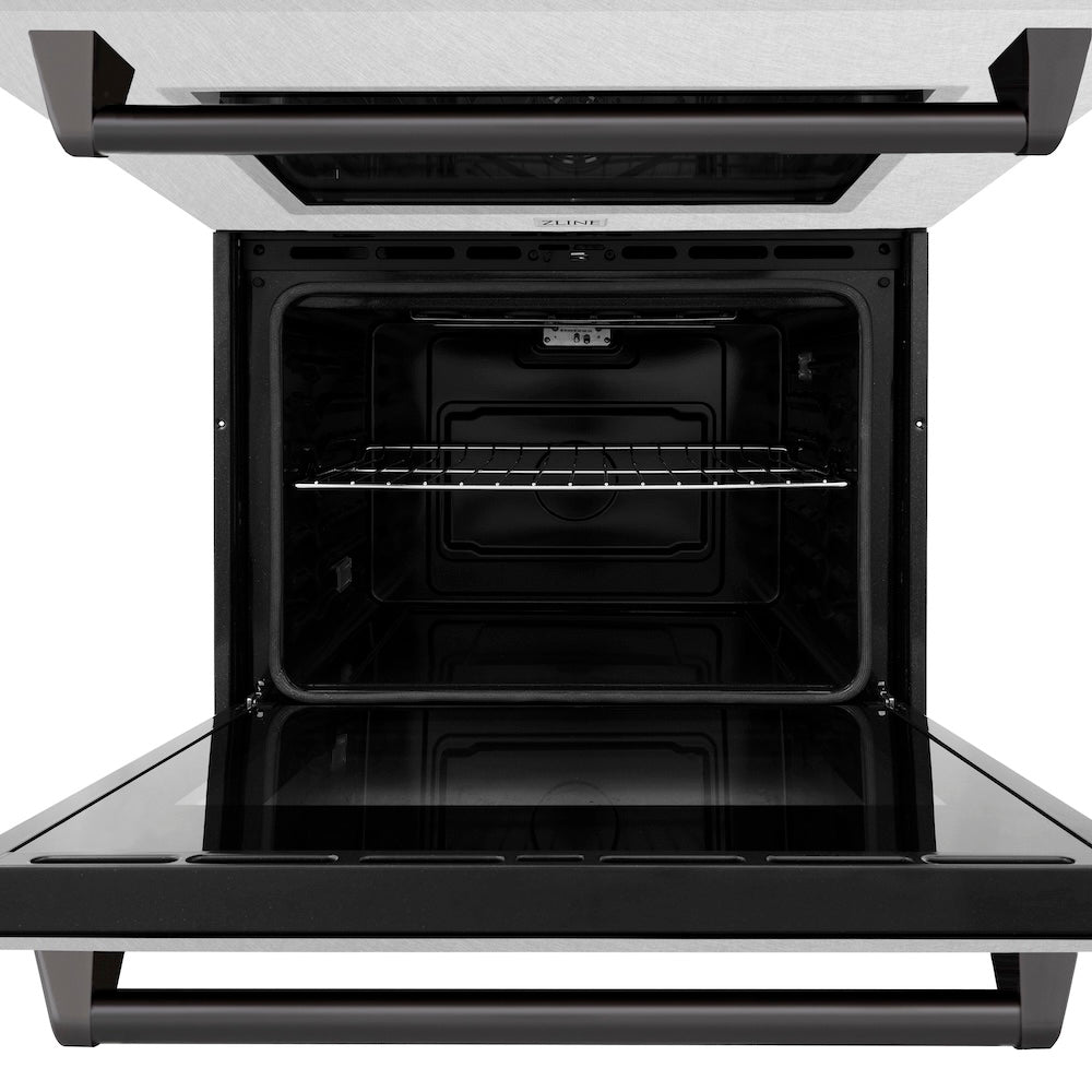 Autograph Edition 30 In. Professional True Convection Double Wall Oven With Air Fry And Self Clean In Satin Stainless Steel With Matte Black Handles WADSZ30MB