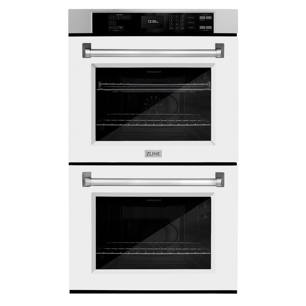 30 In. Professional True Convection Double Wall Oven With Air Fry And Self Clean In Stainless Steel With White Matte Doors WADWM30
