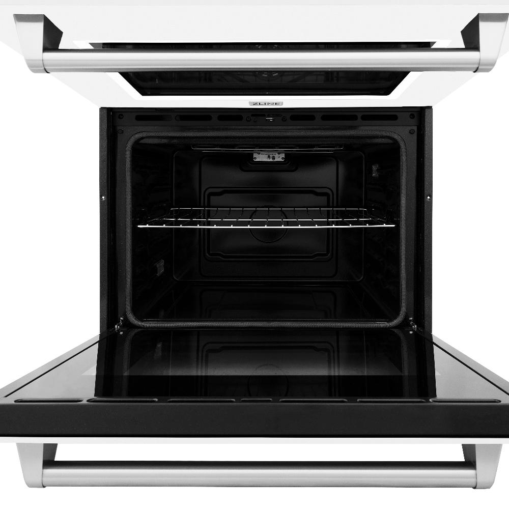 30 In. Professional True Convection Double Wall Oven With Air Fry And Self Clean In Stainless Steel With White Matte Doors WADWM30