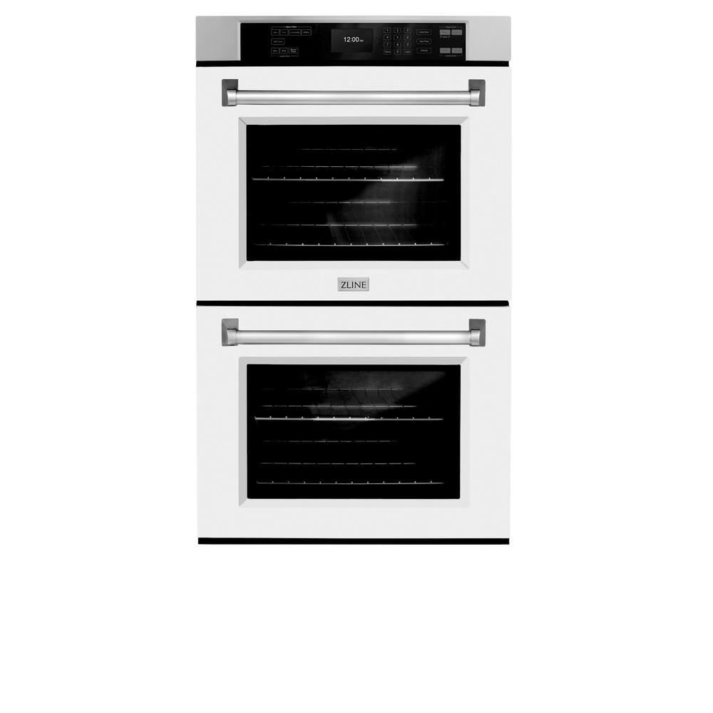 30 In. Professional True Convection Double Wall Oven With Air Fry And Self Clean In Stainless Steel With White Matte Doors WADWM30