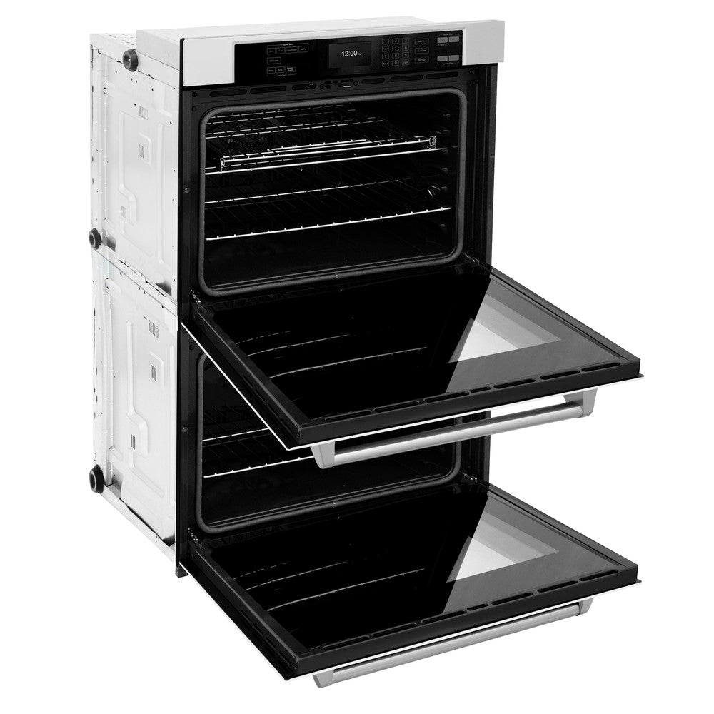 30 In. Professional True Convection Double Wall Oven With Air Fry And Self Clean In Stainless Steel With White Matte Doors WADWM30