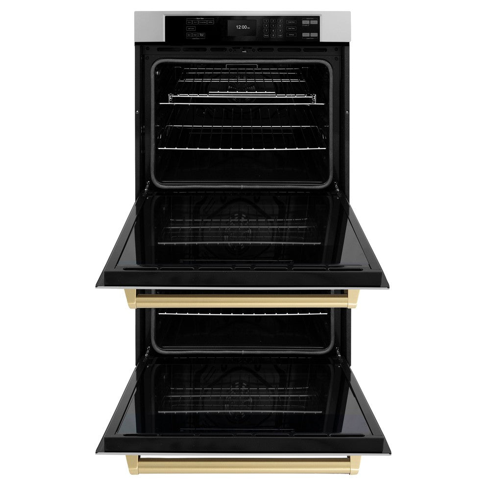 Autograph Edition 30 In. Professional True Convection Double Wall Oven With Air Fry And Self Clean In Stainless Steel With Champagne Bronze Handles WADZ30CB