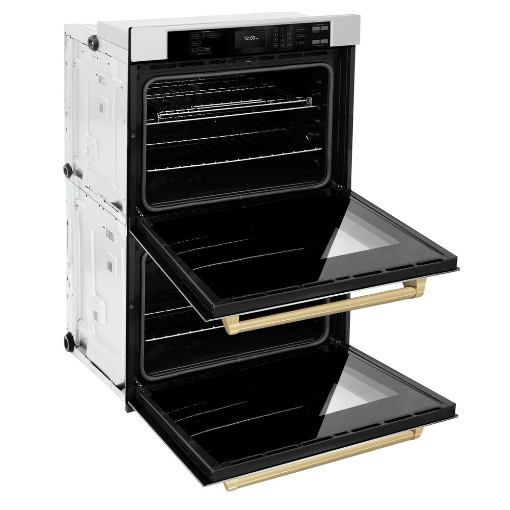 Autograph Edition 30 In. Professional True Convection Double Wall Oven With Air Fry And Self Clean In Stainless Steel With Champagne Bronze Handles WADZ30CB
