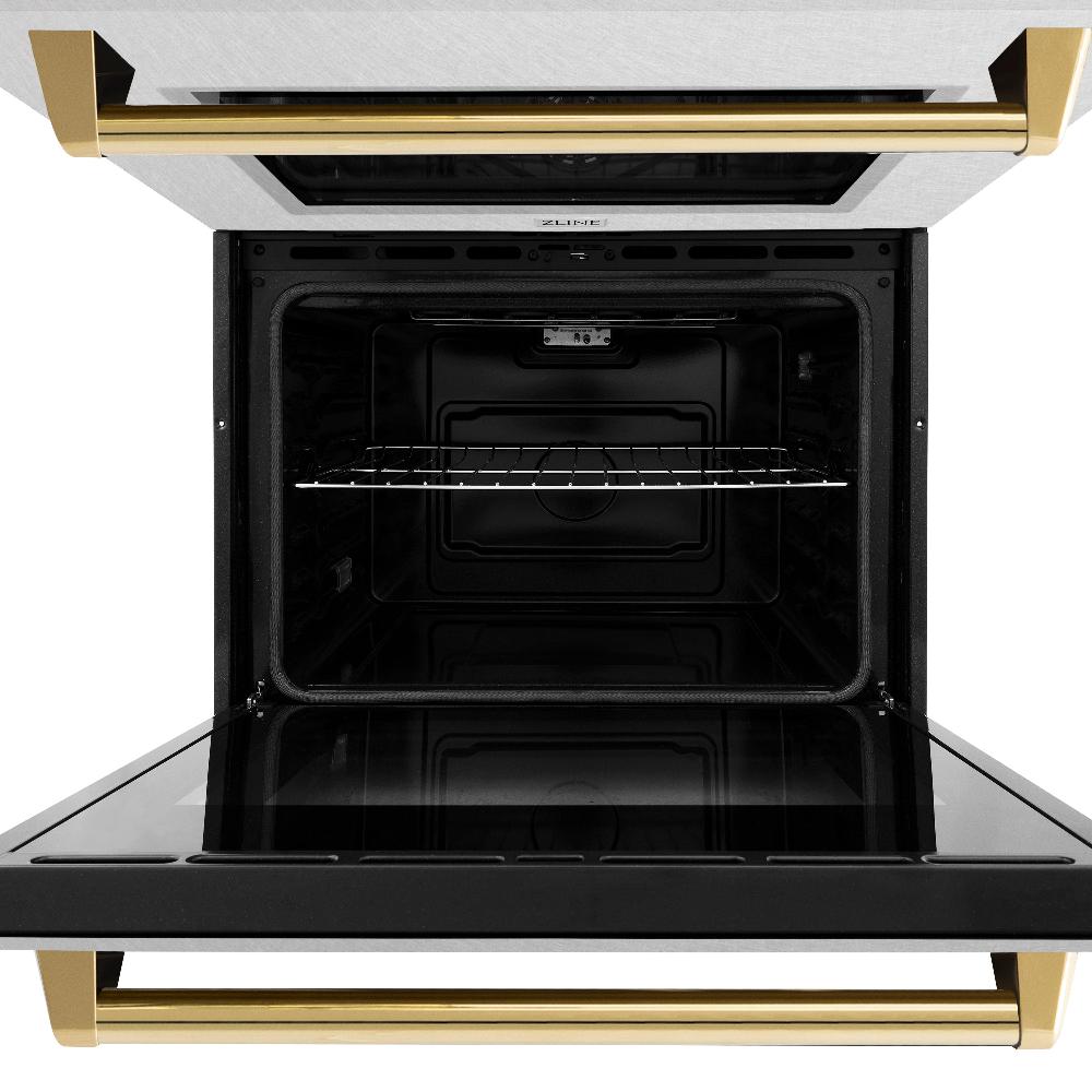 Autograph Edition 30 In. Professional True Convection Double Wall Oven With Air Fry And Self Clean In Stainless Steel With Polished Gold Handles WADZ30G