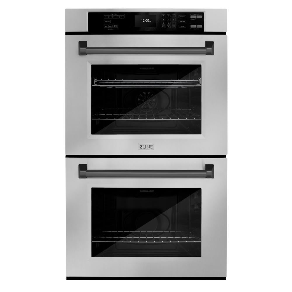 Autograph Edition 30 In. Professional True Convection Double Wall Oven With Air Fry And Self Clean In Stainless Steel With Matte Black Handles WADZ30MB