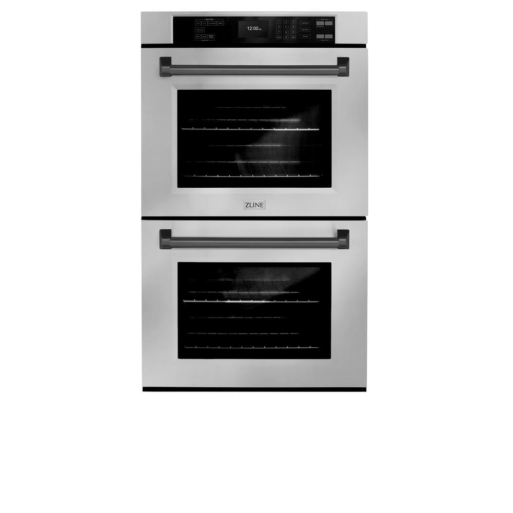 Autograph Edition 30 In. Professional True Convection Double Wall Oven With Air Fry And Self Clean In Stainless Steel With Matte Black Handles WADZ30MB