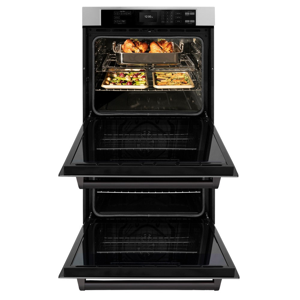 Autograph Edition 30 In. Professional True Convection Double Wall Oven With Air Fry And Self Clean In Stainless Steel With Matte Black Handles WADZ30MB