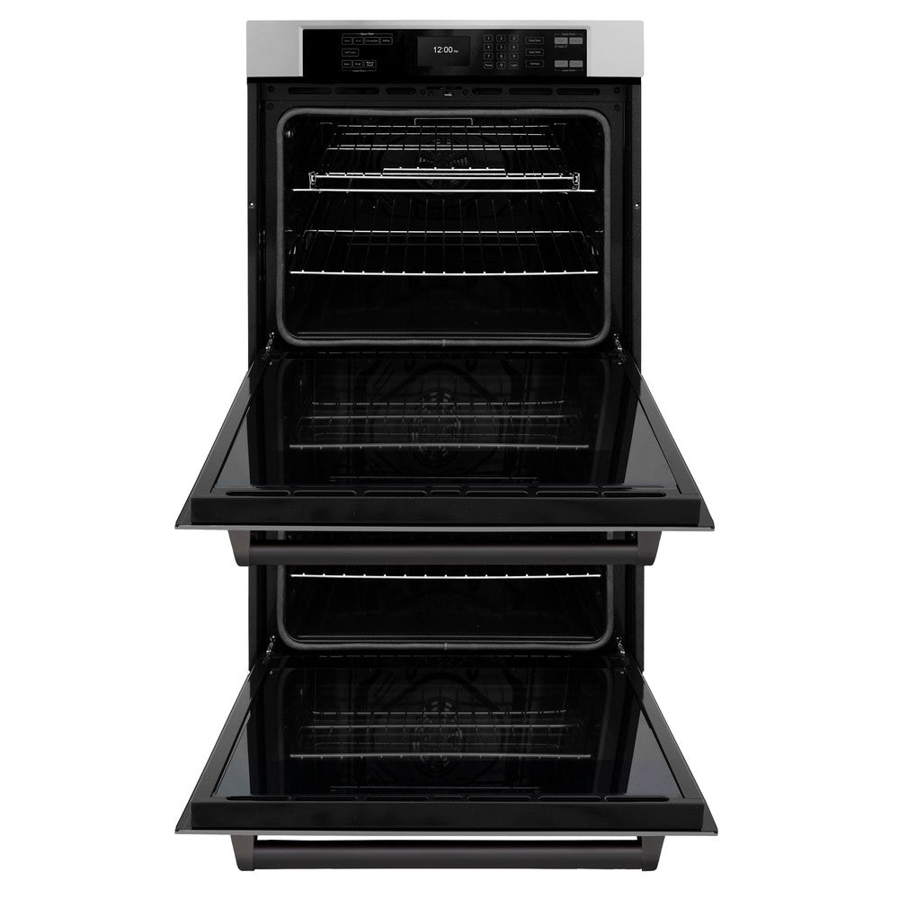 Autograph Edition 30 In. Professional True Convection Double Wall Oven With Air Fry And Self Clean In Stainless Steel With Matte Black Handles WADZ30MB