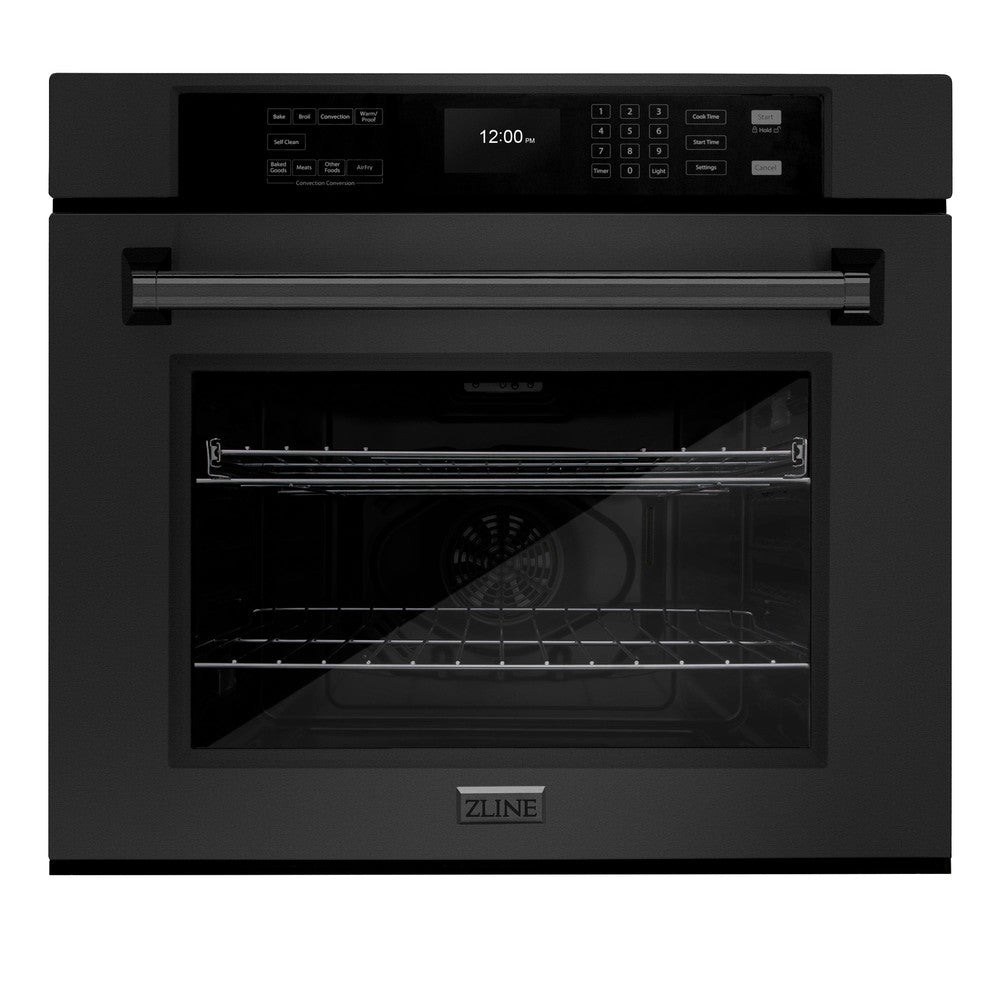 30 In. Professional True Convection Single Wall Oven With Air Fry And Self Clean In Black Stainless Steel WASB30