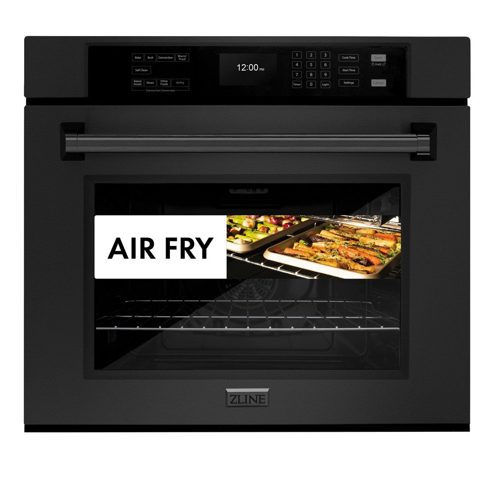 30 In. Professional True Convection Single Wall Oven With Air Fry And Self Clean In Black Stainless Steel WASB30