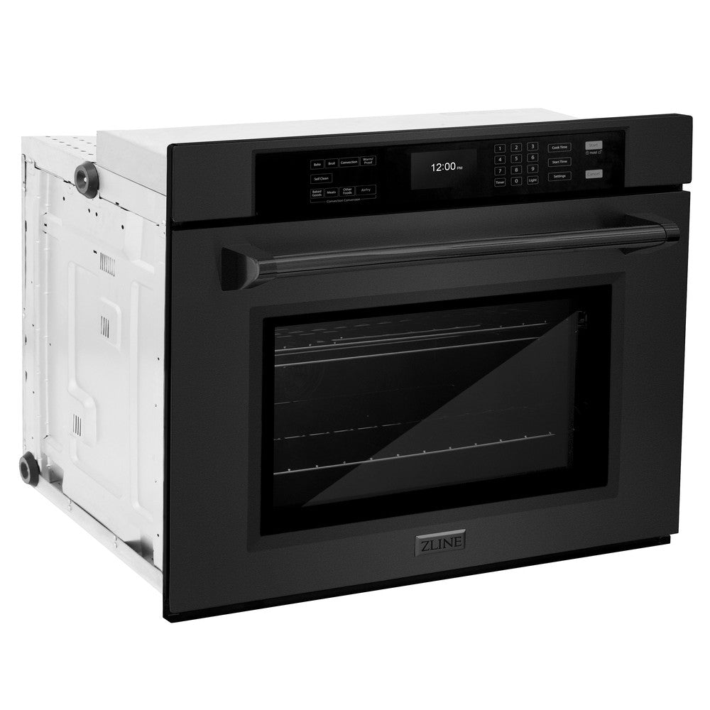 30 In. Professional True Convection Single Wall Oven With Air Fry And Self Clean In Black Stainless Steel WASB30