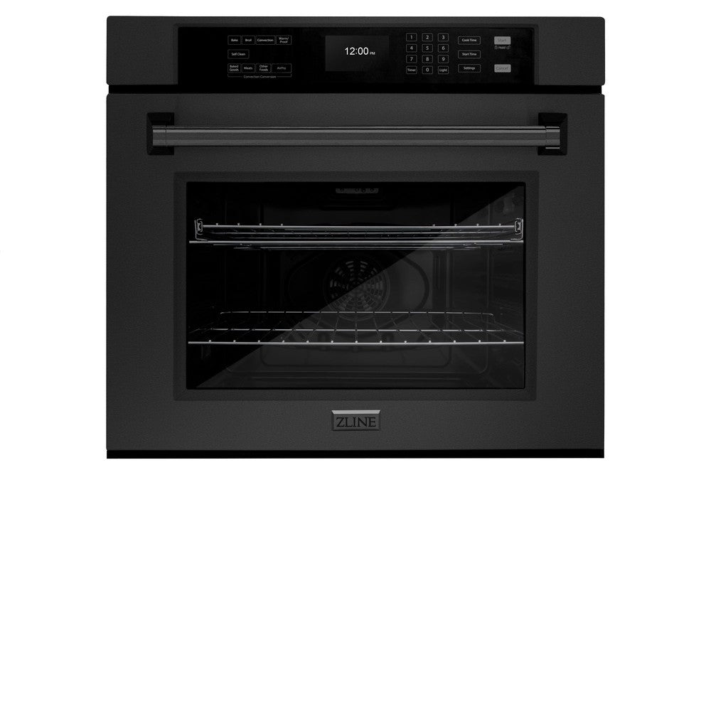 30 In. Professional True Convection Single Wall Oven With Air Fry And Self Clean In Black Stainless Steel WASB30
