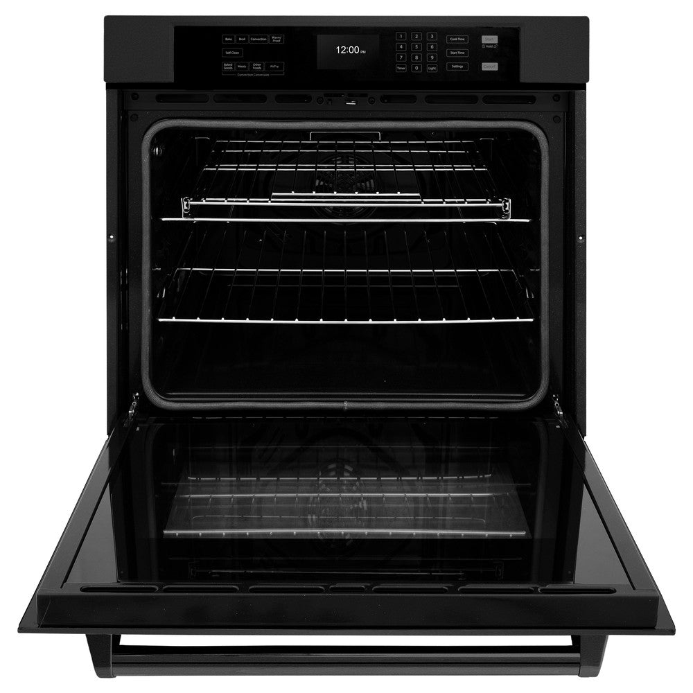 30 In. Professional True Convection Single Wall Oven With Air Fry And Self Clean In Black Stainless Steel WASB30