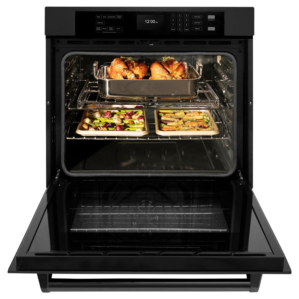30 In. Professional True Convection Single Wall Oven With Air Fry And Self Clean In Black Stainless Steel WASB30