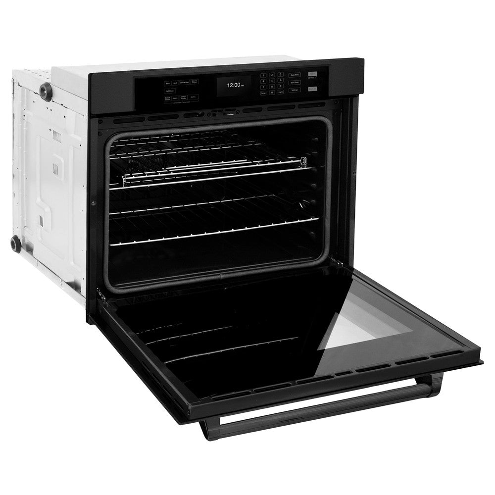 30 In. Professional True Convection Single Wall Oven With Air Fry And Self Clean In Black Stainless Steel WASB30