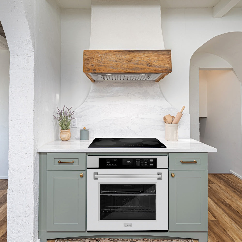 ZLINE 30 in. Professional True Convection Single Wall Oven with Air Fry and Self Clean in Satin Stainless Steel with White Matte Door (WASS-WM-30) WASSWM30