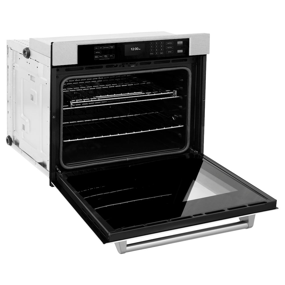 ZLINE 30 in. Professional True Convection Single Wall Oven with Air Fry and Self Clean in Satin Stainless Steel with White Matte Door (WASS-WM-30) WASSWM30