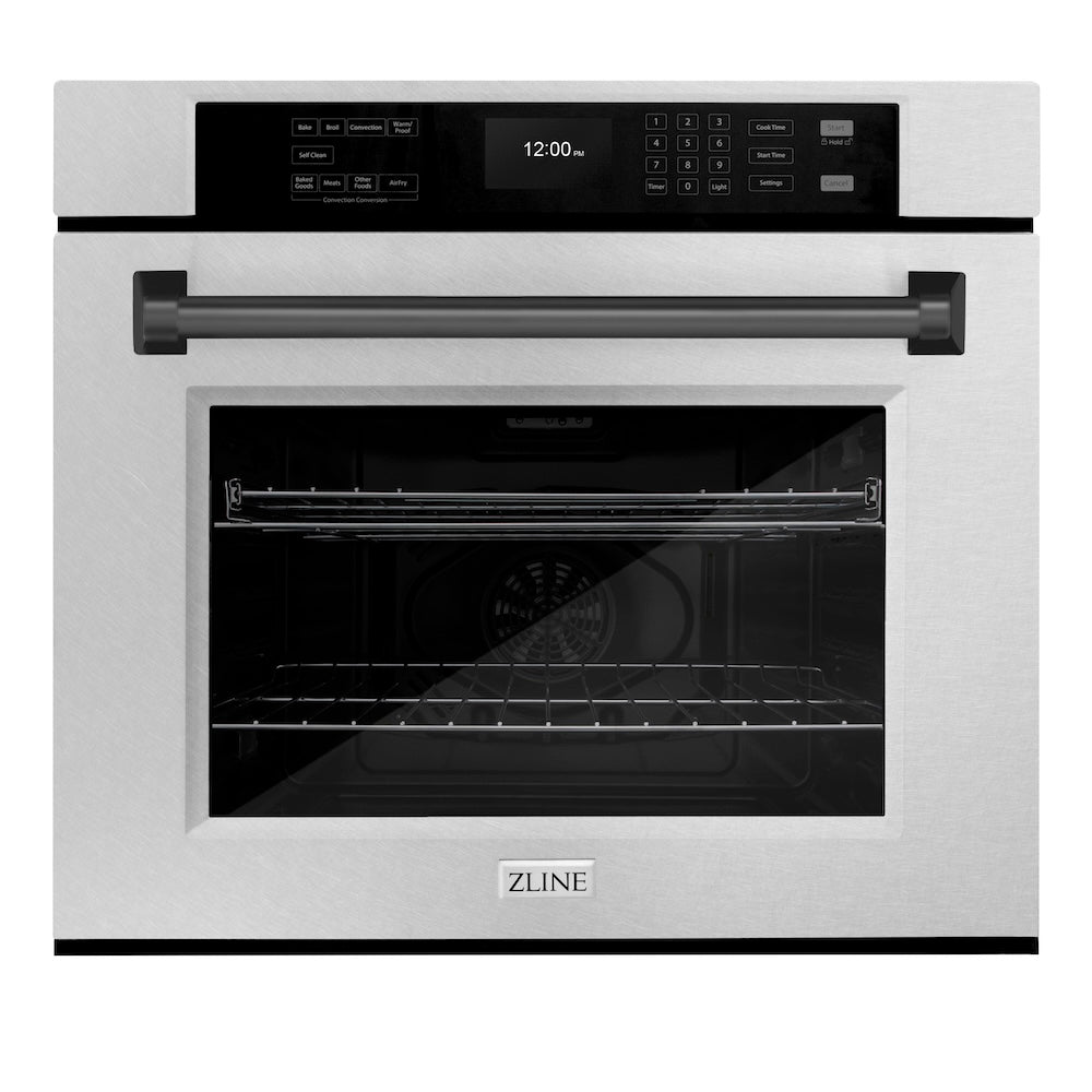 Autograph Edition 30 In. Professional True Convection Single Wall Oven With Air Fry And Self Clean In Satin Stainless Steel With Matte Black Handle WASSZ30MB