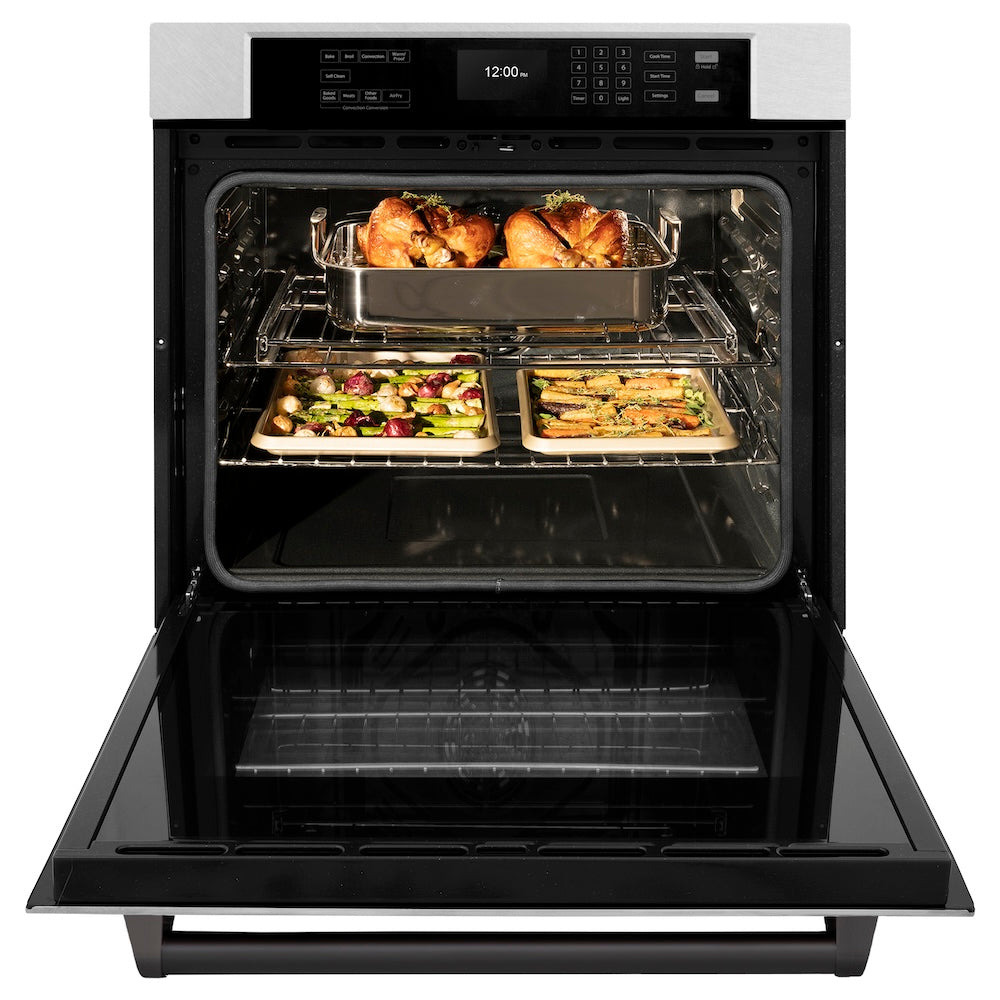 Autograph Edition 30 In. Professional True Convection Single Wall Oven With Air Fry And Self Clean In Satin Stainless Steel With Matte Black Handle WASSZ30MB