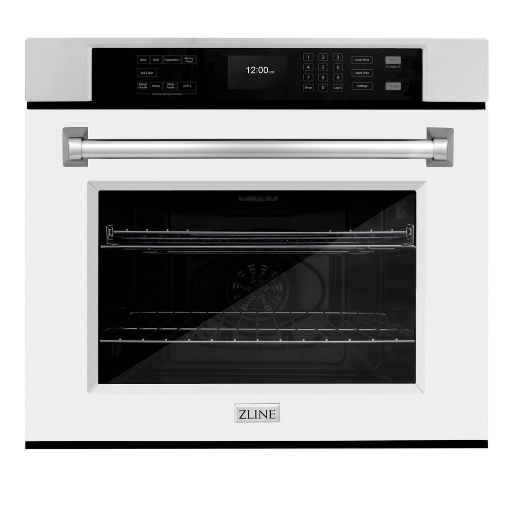 30 In. Professional True Convection Single Wall Oven With Air Fry And Self Clean In Stainless Steel With White Matte Door WASWM30