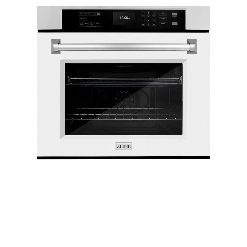 30 In. Professional True Convection Single Wall Oven With Air Fry And Self Clean In Stainless Steel With White Matte Door WASWM30