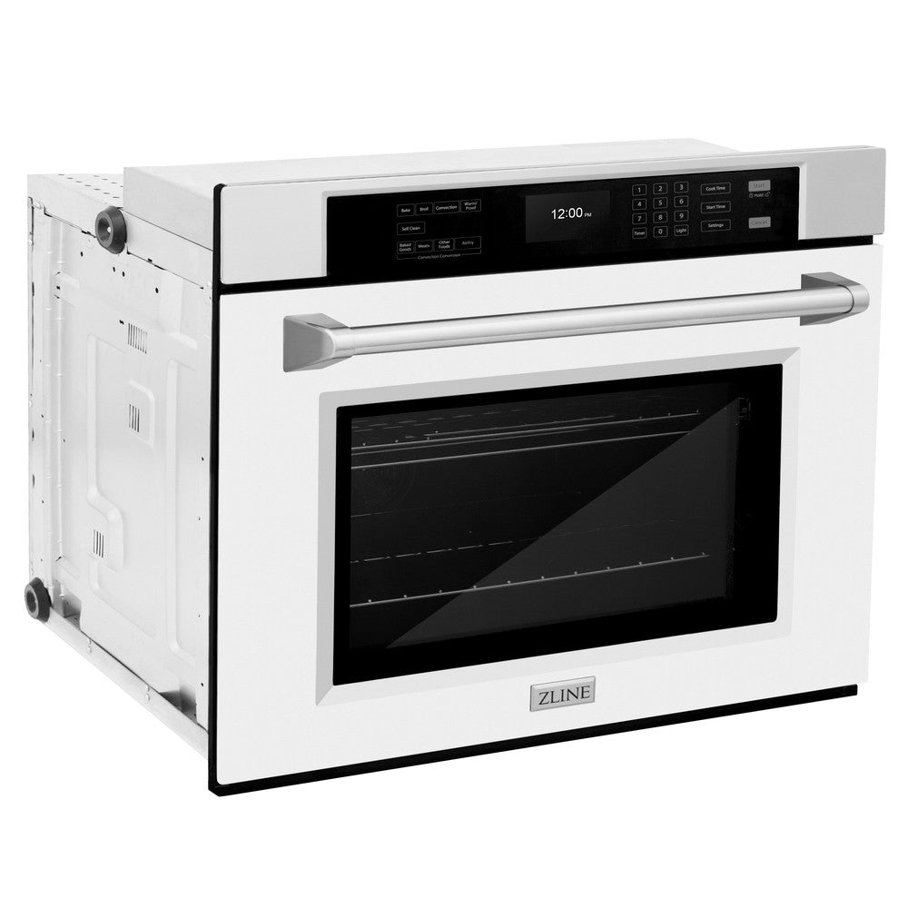 30 In. Professional True Convection Single Wall Oven With Air Fry And Self Clean In Stainless Steel With White Matte Door WASWM30
