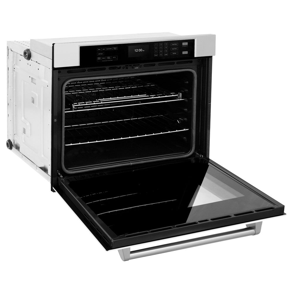 30 In. Professional True Convection Single Wall Oven With Air Fry And Self Clean In Stainless Steel With White Matte Door WASWM30